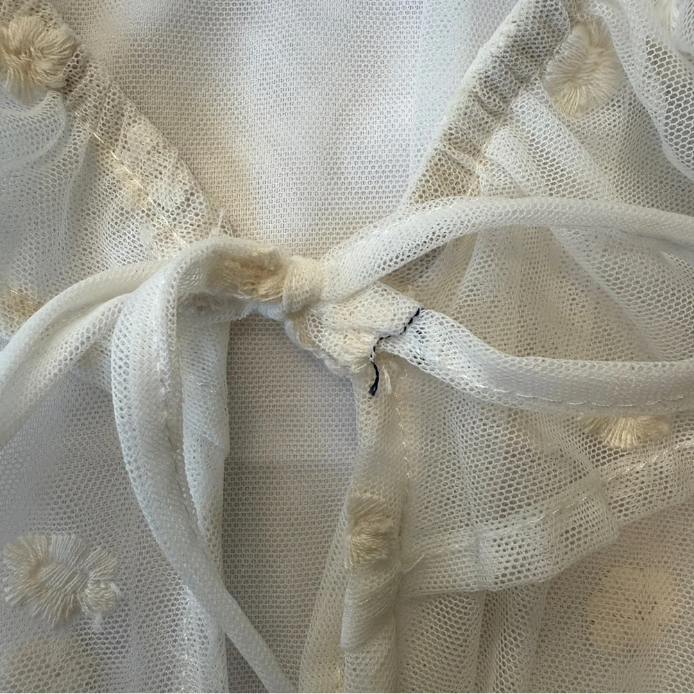 And Now This Sheer Floral Embroidered Ruffle Ivory Blouse Women’s Medium - Picture 7 of 10